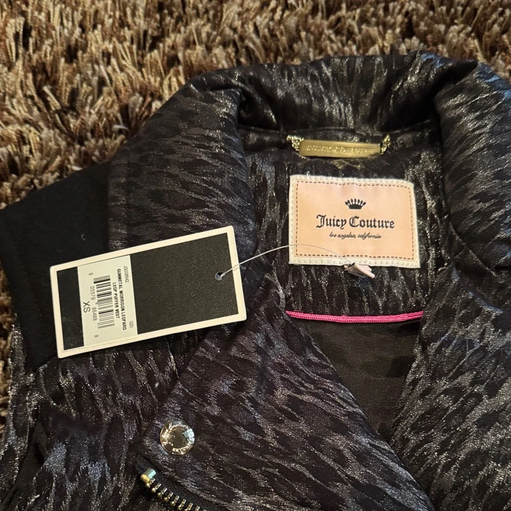 Juicy Couture Animal‎ Print Puffer Vest with Gold Accents
